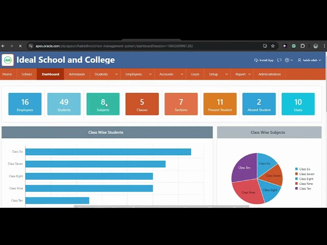 School Management System Overview | Developed with Oracle APEX