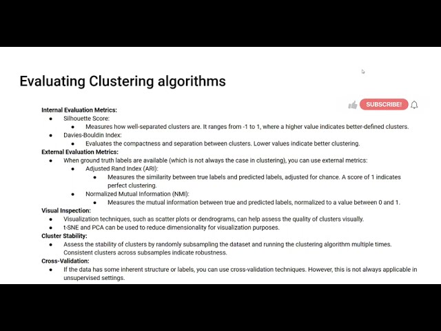 Evaluating Clustering Algorithms | Unsupervised Learning | Classification | EduQuick