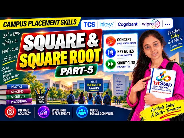 Square and Square Root Part-5 | 1stStep Skill Academy | Campus Placement Skills | Aptitude ShirtCuts