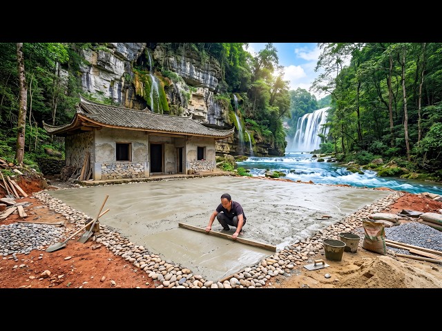 Building a Courtyard for a Villa Deep in the Forest Using Primitive Tools and Materials