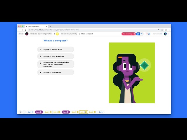 Presenting a lesson on ubbu