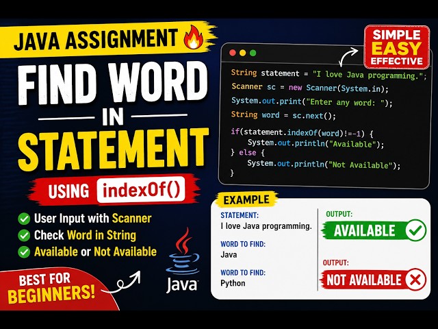 386. Assignment - Finding word in statement in Java (Selenium Java 2026)