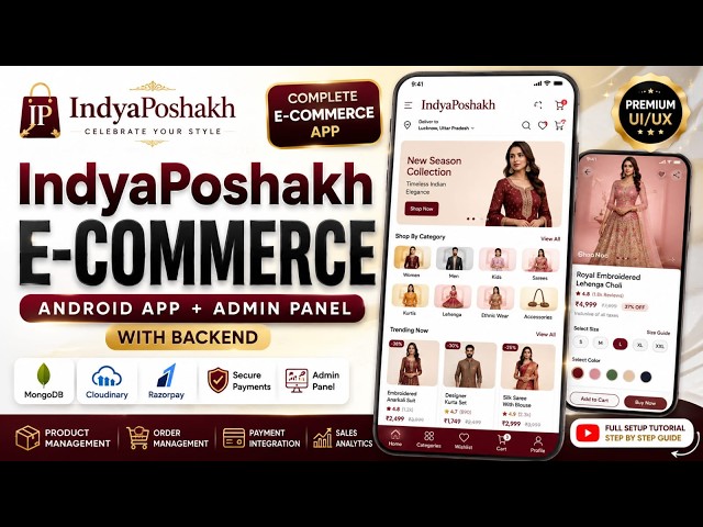 IndyaPoshakh E-Commerce App 🔥 | Premium Android UI + Admin Panel + Razorpay + MongoDB + Cloudinary