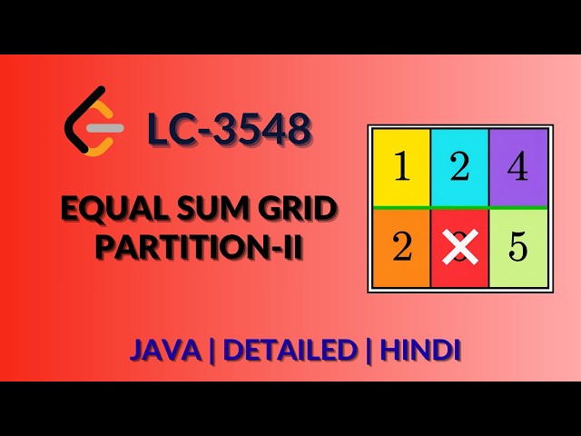 Equal Sum Grid Partition II - Leetcode 3548 | Java Hindi