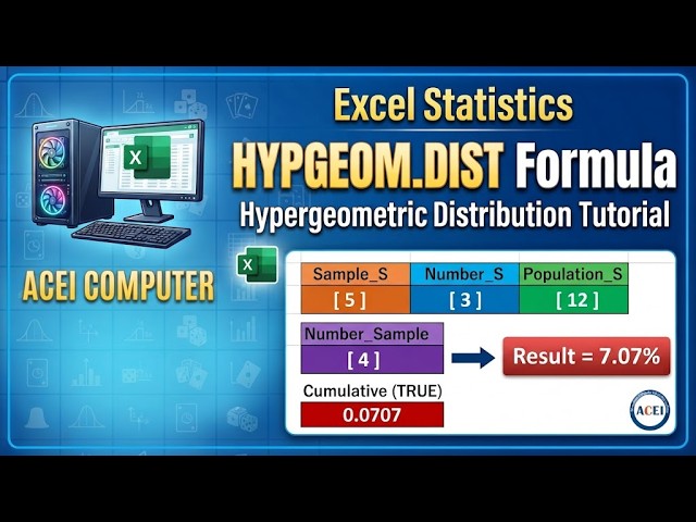 #aceicomputer excel HYPGEOM.DIST Formula in Excel Explained in Hindi