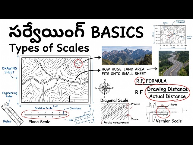 Types of Scales: Plain, Diagonal, and Vernier in Telugu
