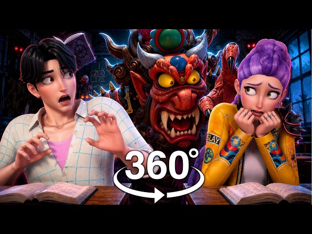 360° K-Pop Jinu & Rumi Got Stuck With A Real Ghost In School! | VR 4K