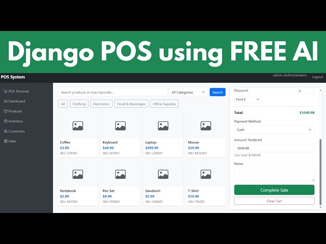 Build a FULL Django POS System in 10 Minutes with FREE AI 🤯