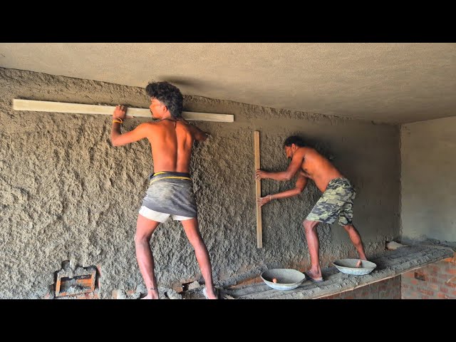 Interior Brickwall Plastering _Techniques of Cement Wall Plastering |Wall Plaster Construction 
