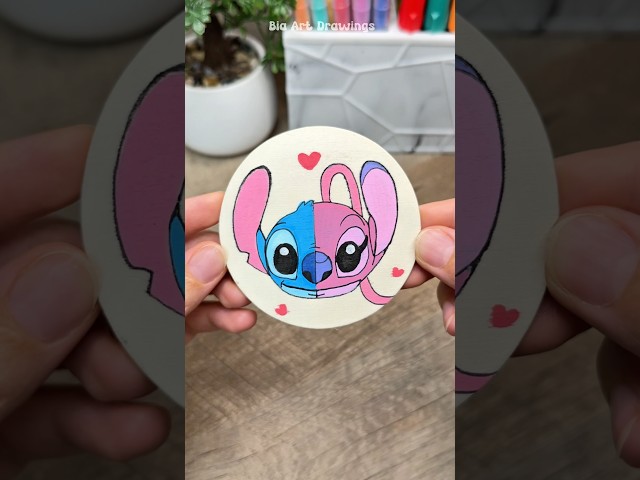 Stitch Meets Angel Drawing 💙💗 #shorts #drawing