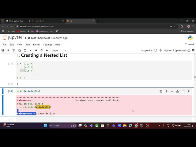 Python Class 10 : Nested List and Comprehension