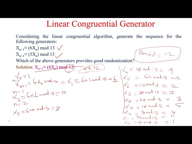 Cryptography and Network Security - Linear Congruential Generator - Problem Solving