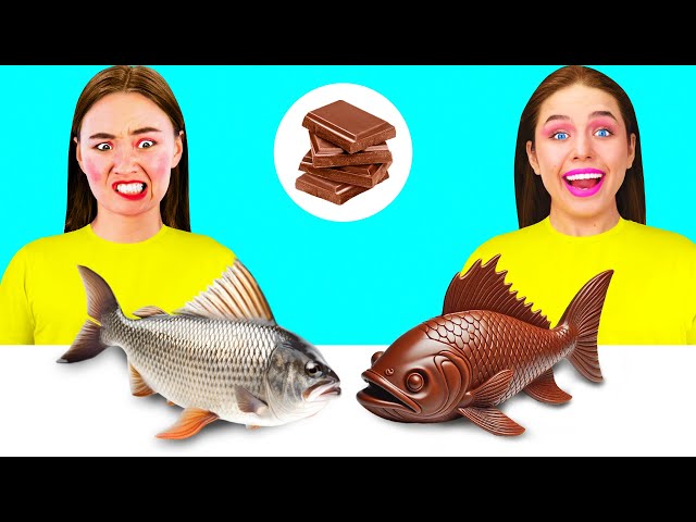 الغذاء الحقيقي مقابل الغذاء الشوكولاته التحدي | مواقف مضحكة PaRaRa Challenge