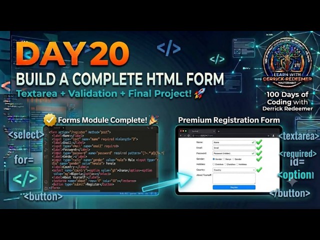 100 Days of Coding - Day 20 | Build a COMPLETE HTML Form (Final Project)