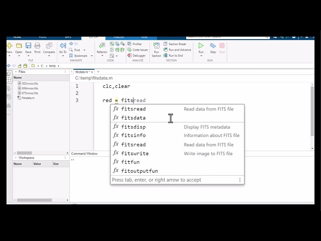 Plotting FITS Data in MATLAB - the Faster Way!