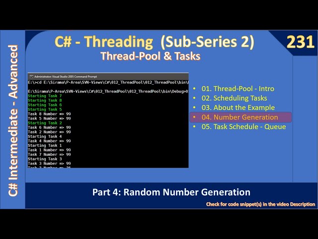 ThreadPool & Task | Part 4 - Random Number Generation | C# Advanced #231