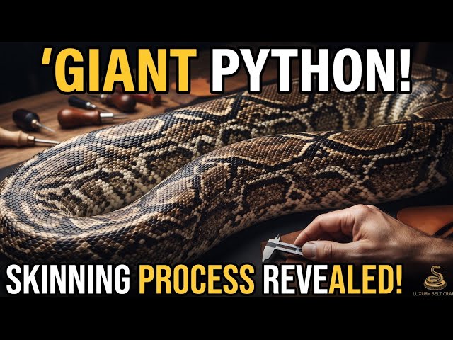 how a massive 9.8-meter giant python skin is transformed into a high-end designer belt. From precisi
