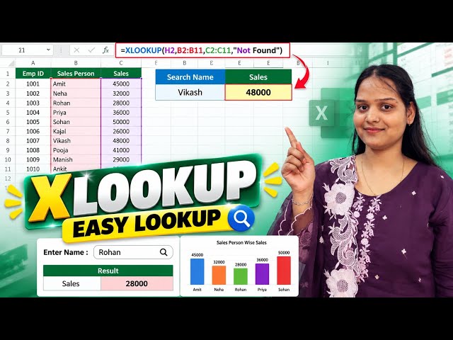 XLOOKUP Function in Excel Hindi | Search & Lookup Data Easily