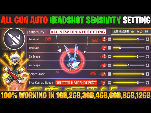 Free Fire Max Auto Headshot Trick 2026 Sensitivity Setting | 2gb, 4gb, 6gb Ram Headshot Sensitivity