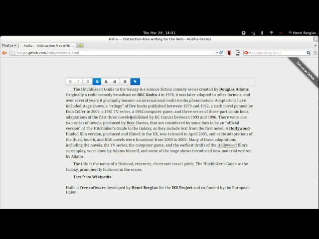 Hallo Editor semantic annotation demo