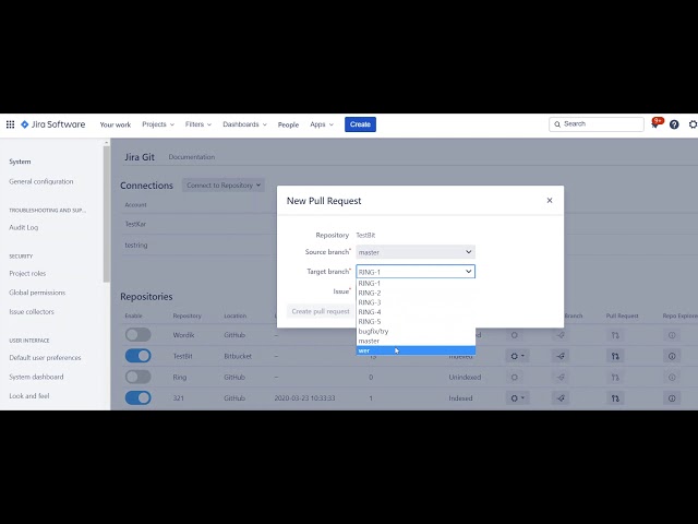 Git Integration for Jira Software - Create Pull Request
