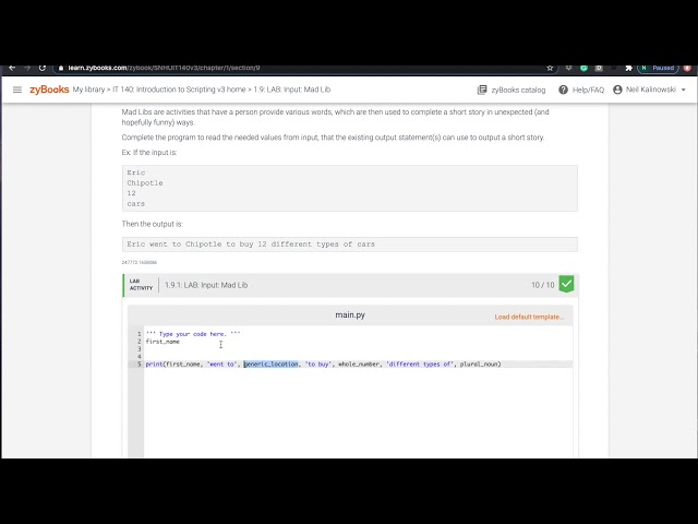 Help with zyBooks, input, and output