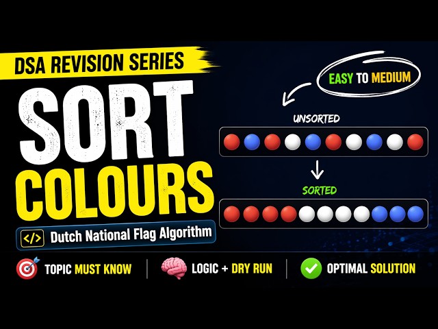 Sort Colors | Leetcode | DSA Revision Series