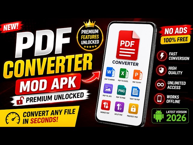 🚀 PDF Converter Mod APK (Latest Version) | Premium Unlocked| Convert PDF, Word, Excel & Images FREE!