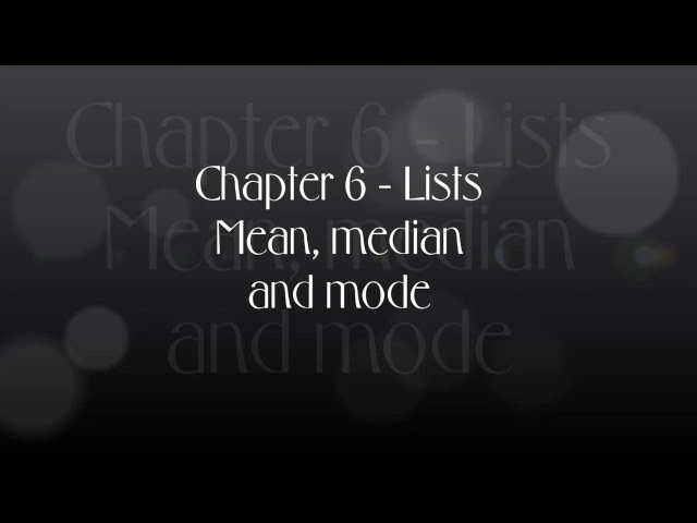 Mean Median and Mode Program