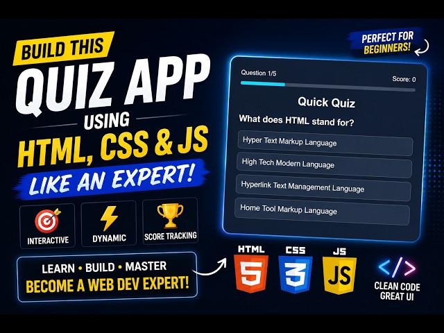 Build a Quiz App Using HTML, CSS & JavaScript
