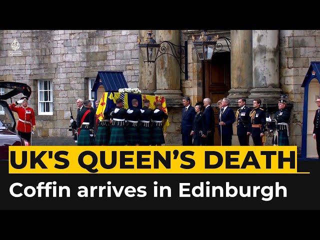 Queen Elizabeth II's coffin arrives at Holyrood palace in Edinburgh