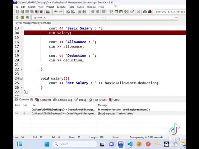 C++ program to calculate employee basic salary 