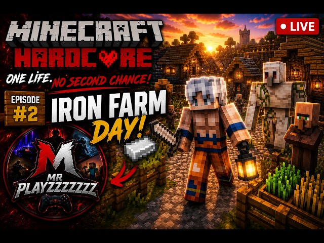 🔴 MINECRAFT HARDCORE LIVE #2 | Building an Iron Farm! ⚒️ | One Life. No Second Chance! 💀