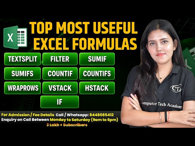 Top 10 Most Important Excel Formulas in MS Excel | Computer Tech Academy
