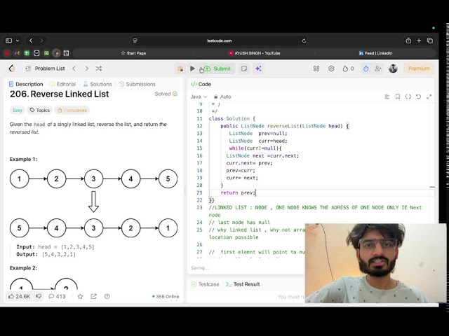 Day 16 || REVERSE LINKED LIST || leetCode 206 || linked list || DSA live with me