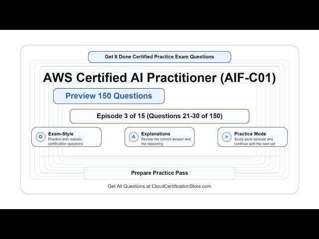 Get It Done Certified AWS Certified AI Practitioner (AIF-C01) | Exam Q&A | Episode 3 (Q21-30)