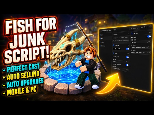 [🎣]Fish For Junk Script - (NO KEY) Perfect Cast, Auto Selling, Auto Upgrades & More