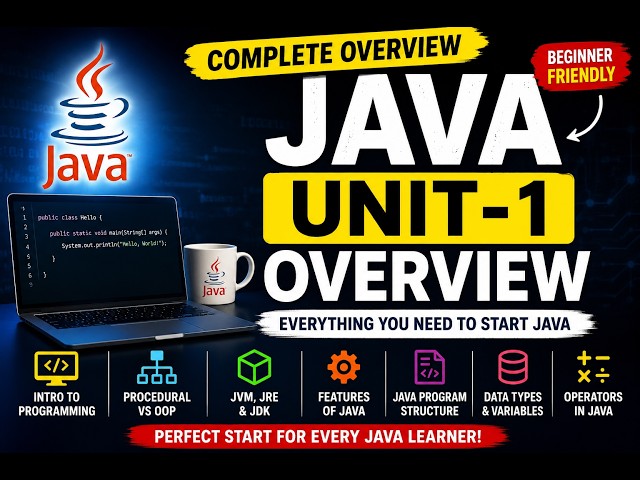 Java Programming Full Overview |Unit1 Complete Explanation |JVM,JDK, JRE,OOP & Basics for Beginners