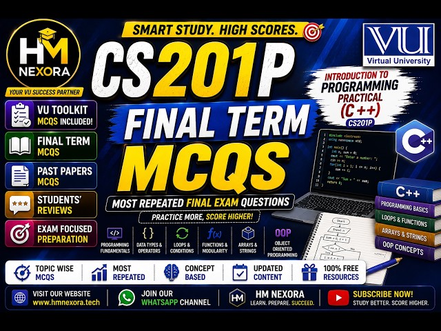 CS201P Final Term MCQs | VU Toolkit MCQs | Most Repeated Practical Exam Questions | HM Nexora
