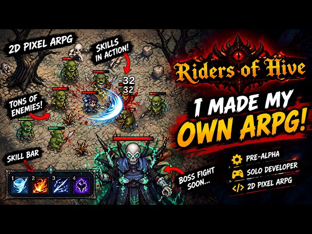 I Made My Own 2D Pixel ARPG! | First Playable Pre-Alpha Gameplay - Riders of Hive