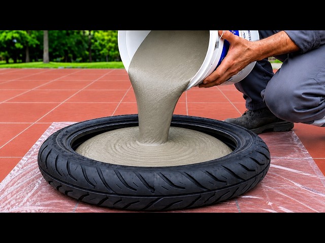 Anyone Can Make It! Pour Cement Into a Tire and Create an Amazing Masterpiece!