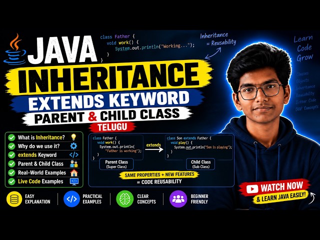 Java Inheritance Explained | extends Keyword, Parent & Child Class | Telugu | Kenzo Pulse |