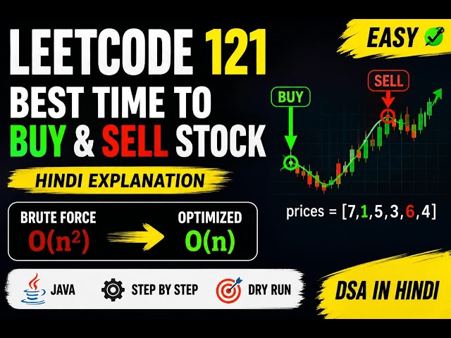 LeetCode 121 🔥 Best Time to Buy & Sell Stock | O(n) Solution in Hindi | DSA