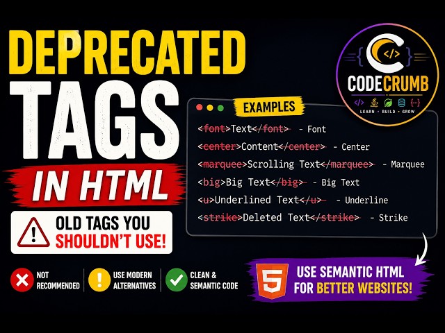 Deprecated Tags in HTML | HTML5 Deprecated Tags Explained | What NOT to Use #htmltutorial