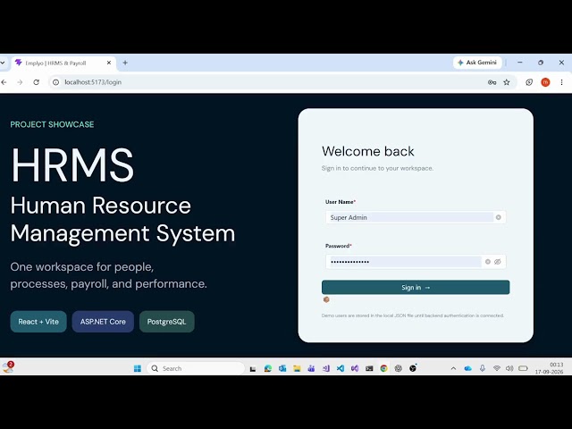 Building an HRMS Application with .NET, React & SQL