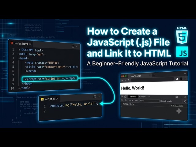 🚀 How to Create a JavaScript File (.js) and Link It to HTML | Beginner Tutorial 2026