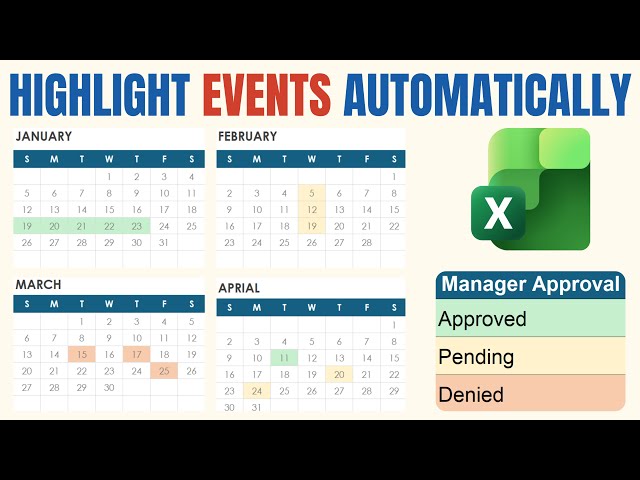 Conditional Formatting by Date Range in Excel Calendar ( colors by event category)