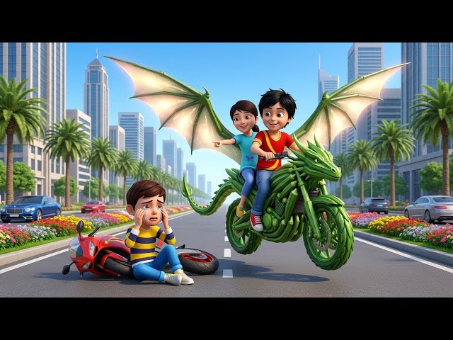 Poor Shiva vs Rich Rudra | Flying Okra Bike vs Tomato Bike Racing | Epic Flying Bike Race |
