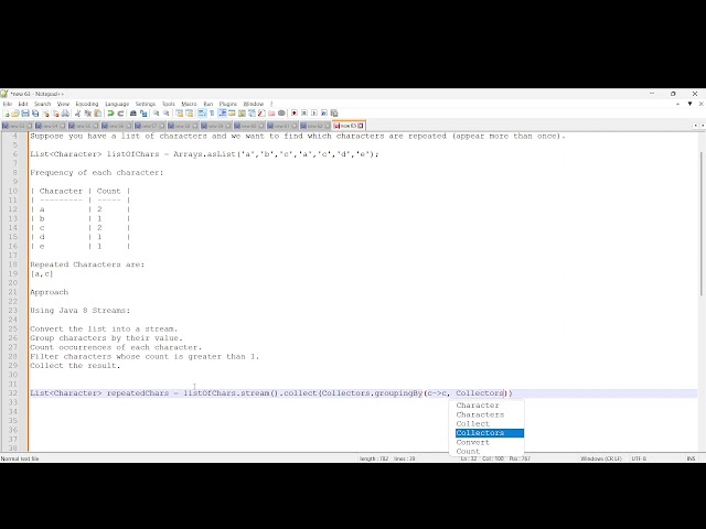 Find The Repeating Characters Using Java 8 Stream