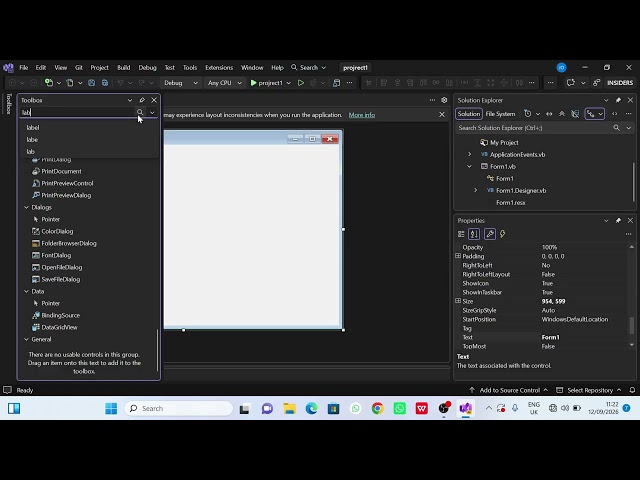 Creating a windows form using visual studio code, part 1